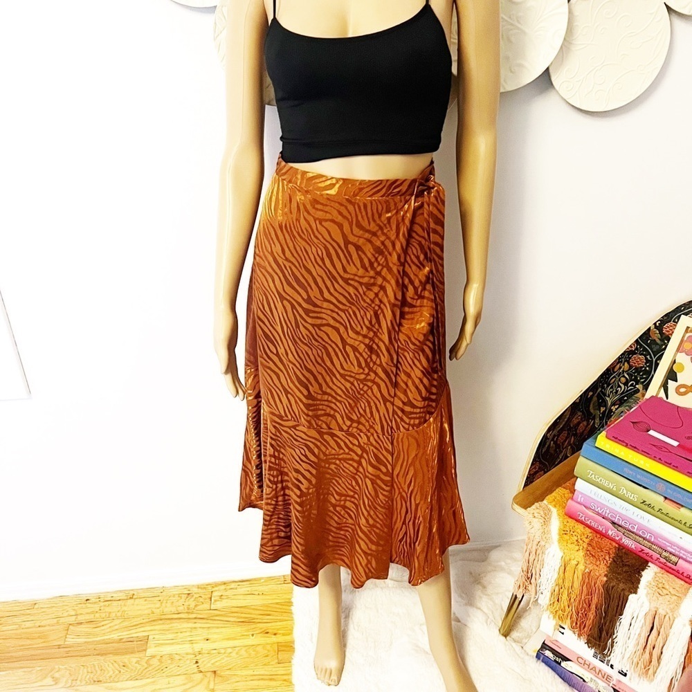 Anthropologie Zebra Print Satin Skirt NWT Size 10